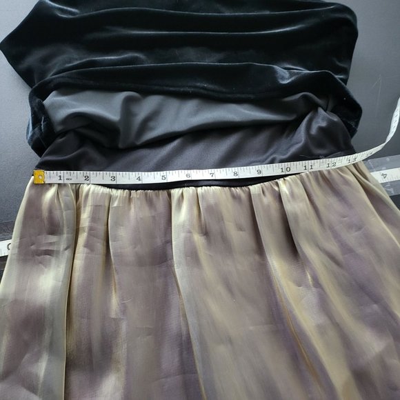 Crimson by Lawrence Kurtz Women's Black Velvet Gold Taffeta Dress Size 10 Formal - Picture 10 of 10